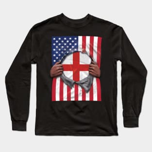 England Flag American Flag Ripped - Gift for English From England Long Sleeve T-Shirt